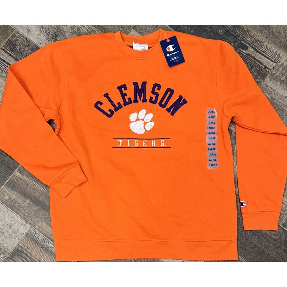 New Champion Men's Clemson Tigers Paw Appliqué‎ Letters Fleece SweatShirt Small